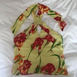 Tempesta Vintage Criss Cross Floral Halter Top